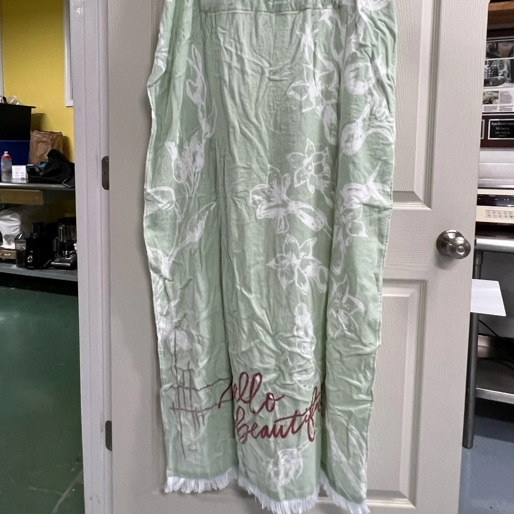 Altar’d State Mint Green and White Beach Towel with Attached Tote Bag - EUC